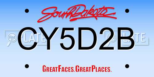 CY5D2B South Dakota License Plate