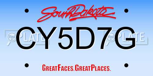 CY5D7G South Dakota License Plate