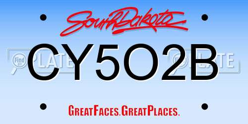 CY5O2B South Dakota License Plate