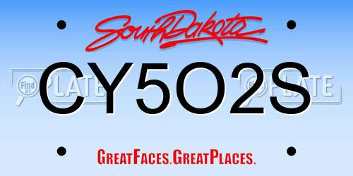 CY5O2S South Dakota License Plate