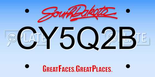 CY5Q2B South Dakota License Plate