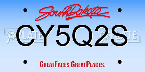 CY5Q2S South Dakota License Plate