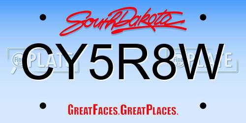 CY5R8W South Dakota License Plate