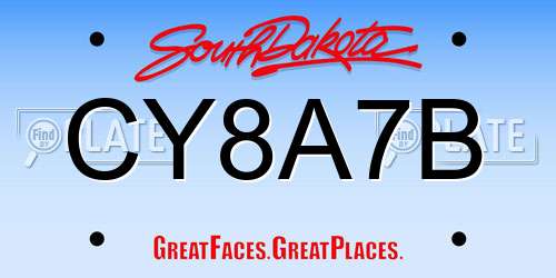 CY8A7B South Dakota License Plate
