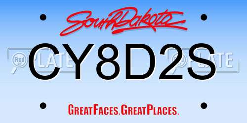 CY8D2S South Dakota License Plate