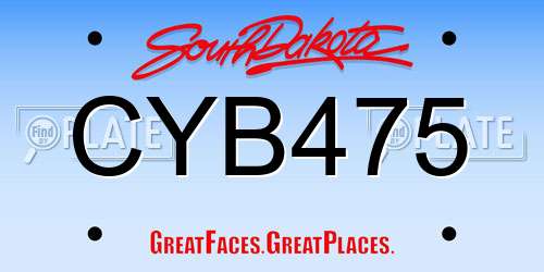 CYB475 South Dakota License Plate
