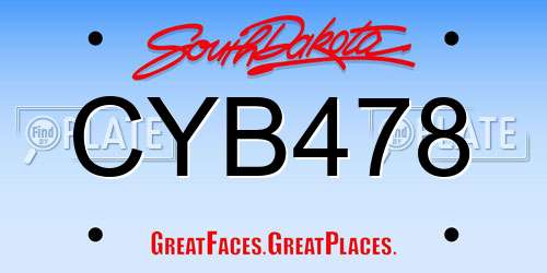 CYB478 South Dakota License Plate