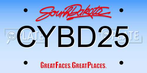 CYBD25 South Dakota License Plate