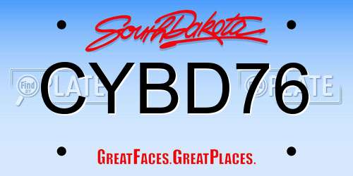 CYBD76 South Dakota License Plate