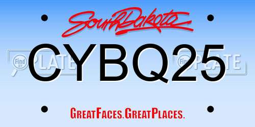 CYBQ25 South Dakota License Plate