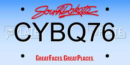 CYBQ76 South Dakota License Plate