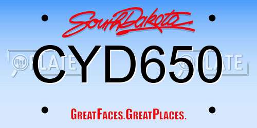 CYD650 South Dakota License Plate