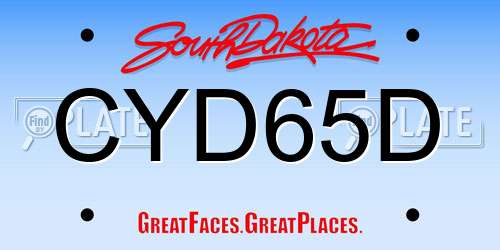 CYD65D South Dakota License Plate