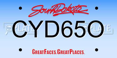 CYD65O South Dakota License Plate