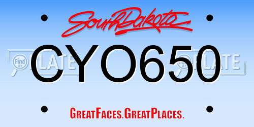 CYO650 South Dakota License Plate