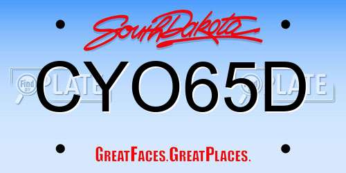 CYO65D South Dakota License Plate