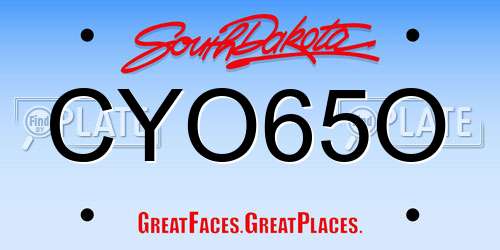 CYO65O South Dakota License Plate