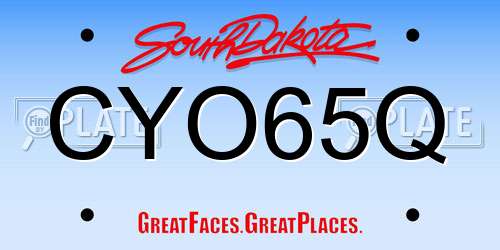 CYO65Q South Dakota License Plate