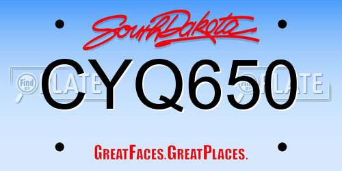 CYQ650 South Dakota License Plate