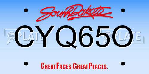 CYQ65O South Dakota License Plate