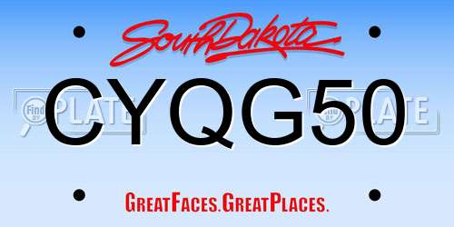 CYQG50 South Dakota License Plate