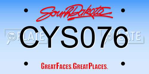 CYS076 South Dakota License Plate