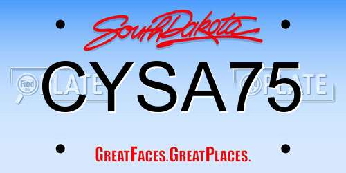 CYSA75 South Dakota License Plate