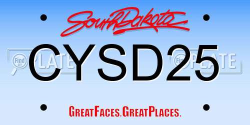 CYSD25 South Dakota License Plate