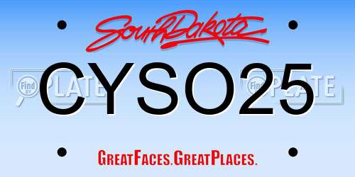 CYSO25 South Dakota License Plate