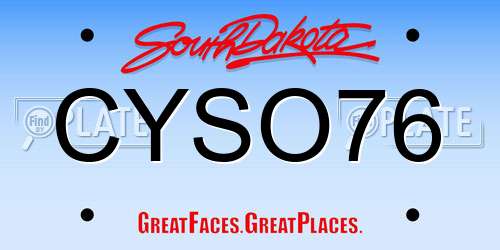 CYSO76 South Dakota License Plate
