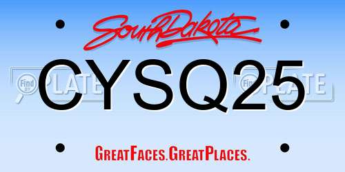 CYSQ25 South Dakota License Plate