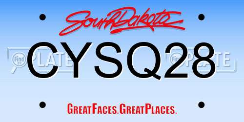 CYSQ28 South Dakota License Plate