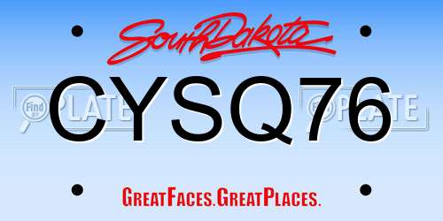 CYSQ76 South Dakota License Plate