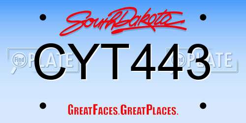 CYT443 South Dakota License Plate