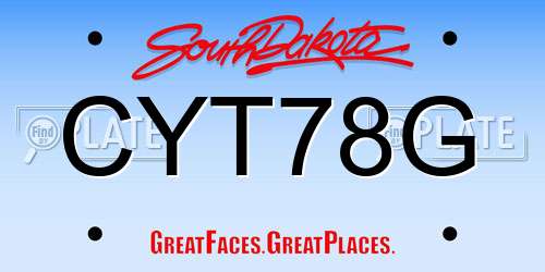 CYT78G South Dakota License Plate