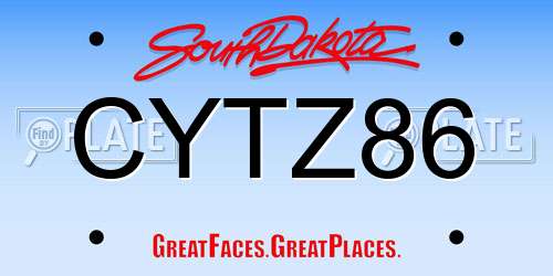CYTZ86 South Dakota License Plate