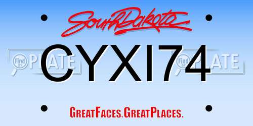 CYXI74 South Dakota License Plate
