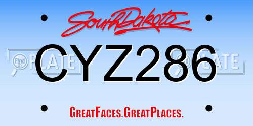 CYZ286 South Dakota License Plate