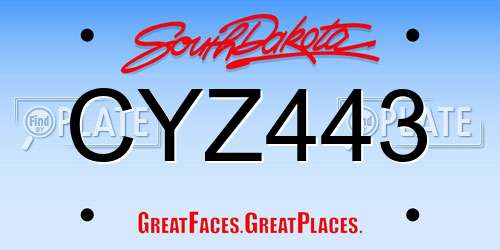CYZ443 South Dakota License Plate