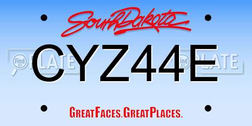 CYZ44E South Dakota License Plate