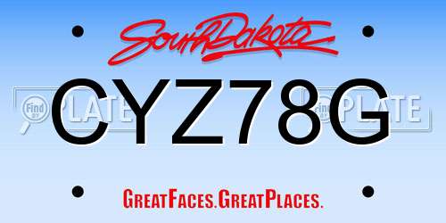 CYZ78G South Dakota License Plate