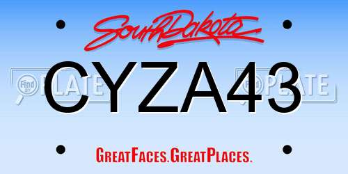 CYZA43 South Dakota License Plate