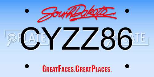 CYZZ86 South Dakota License Plate