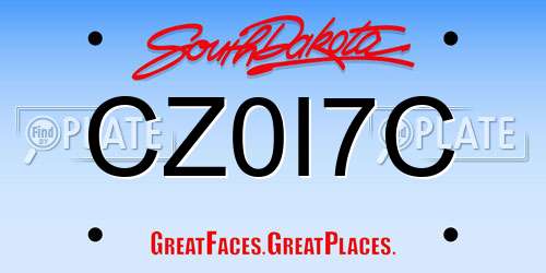 CZ0I7C South Dakota License Plate