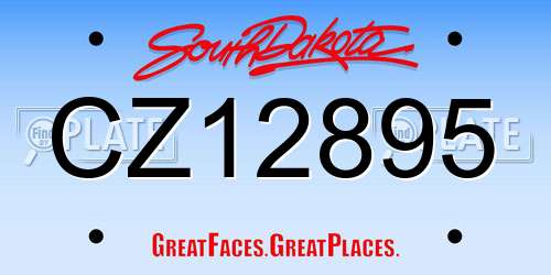 CZ12895 South Dakota License Plate