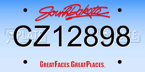 CZ12898 South Dakota License Plate