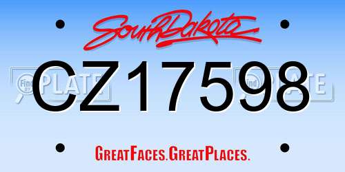 CZ17598 South Dakota License Plate
