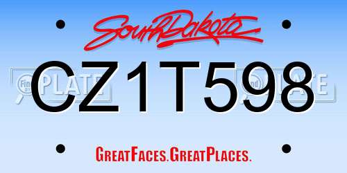 CZ1T598 South Dakota License Plate