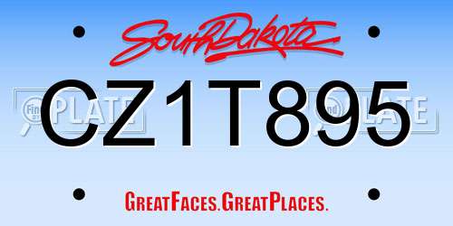 CZ1T895 South Dakota License Plate