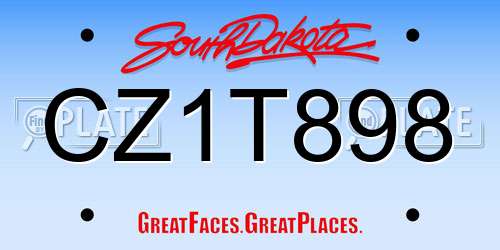 CZ1T898 South Dakota License Plate